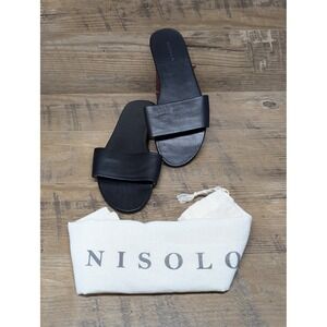 Nisolo Leather Slide‎ Sandals Women's Size 9 Black Minimalist Ethical Fashion